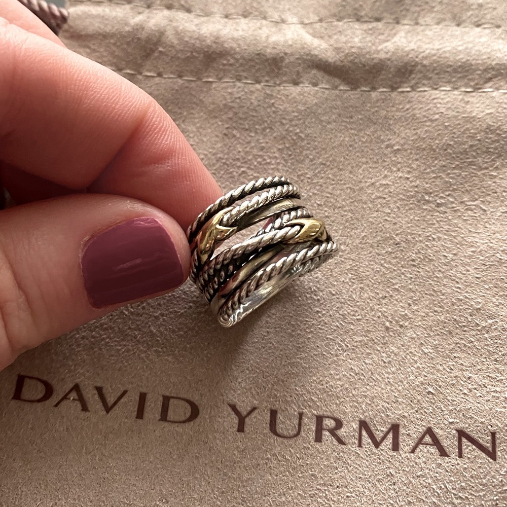 David Yurman Double X Crossover ring with 18K gold